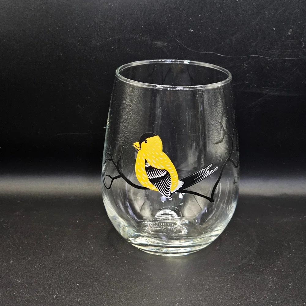 Mary‎ Elizabeth Arts Birds Stemless Wine Glasses Tumblers Set of 4 Made USA 4.5